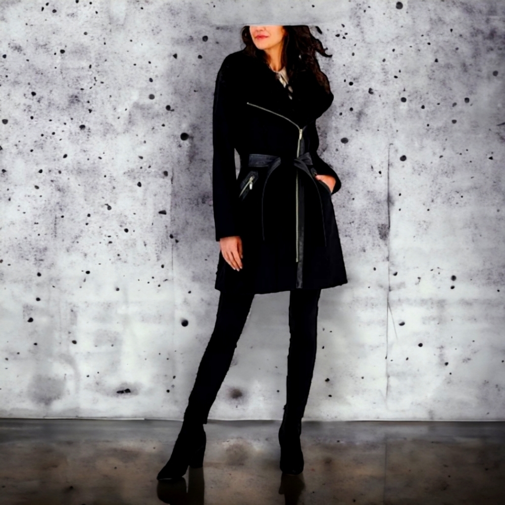 VIA SPIGA Women Asymmetric Faux-Fur-Collar Wrap Coat